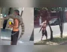 Morador de rua é filmado carregando jacaré nas costas em Manaus