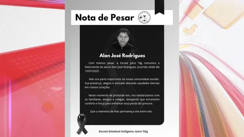 A Escola Estadual Jykre Tag, onde Alan estudava, divulgou uma nota de pesar