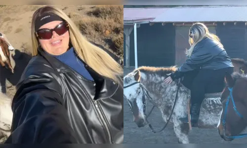 Thais Carla realiza sonho de andar a cavalo após cirurgia bariátrica