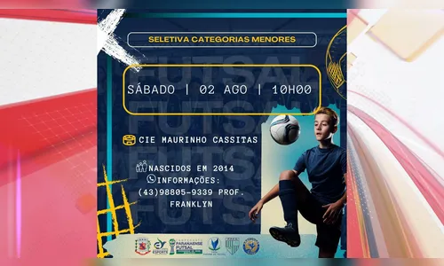 Arapongas convoca meninos nascidos em 2014 para seletiva de futsal