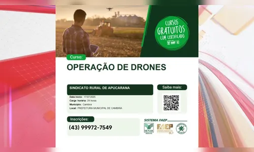 Prefeitura de Cambira oferta curso gratuito de operação de drones