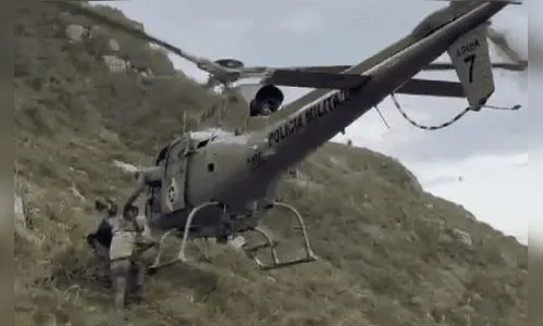 Capivara presa em penhasco é resgatada com helicóptero em SC