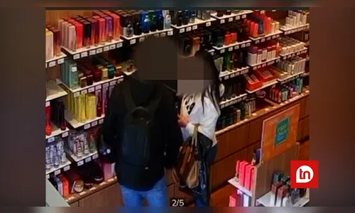 Câmera flagra casal furtando quase R$ 1 mil em perfumes em Apucarana