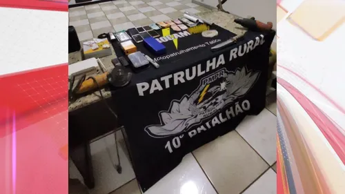 Drogas e objetos apreendidos durante a ação policial