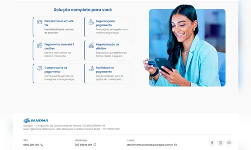 Sanepar disponibiliza pagamento de fatura com cartão de crédito