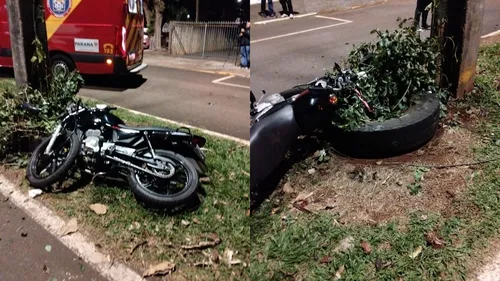 Moto bateu contra poste