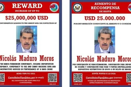 O anúncio foi feito pela Administração de Repressão às Drogas (DEA), que divulgou um cartaz de procurado com a imagem do líder venezuelano.