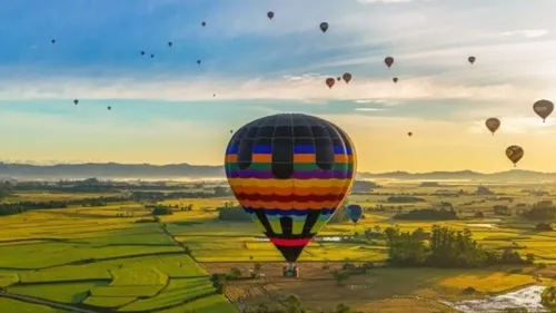 O balonismo é realizado em Praia Grande desde 2017