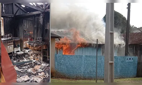 Incêndio destrói residência de madeira em Lunardelli