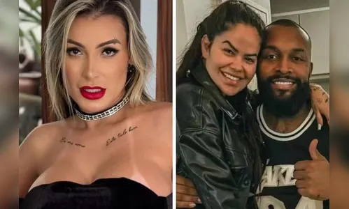 Andressa Urach é vista aos beijos com Nego Di e a esposa dele em boate