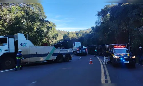 Carga de pneus é saqueada após tombamento de caminhão na BR-277