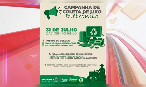 Lidianópolis realizará Coleta de Lixo Eletrônico; veja programação