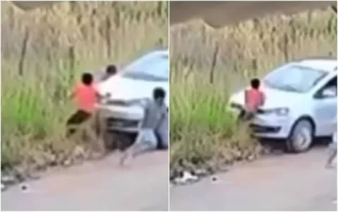 Um dos meninos não conseguiu escapar