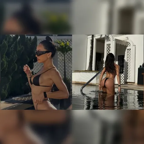 Sabrina Sato empina o bumbum na piscina e arranca elogios na internet