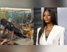 Naomi Campbell usa traje de eletroestimulação em treino no Brasil