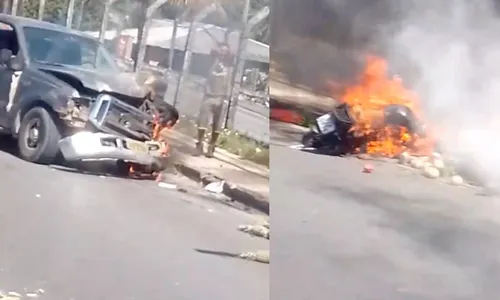 Motociclista morre carbonizado em colisão seguida de fogo nos veículos