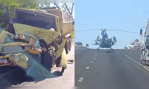 Caminhoneiro fica preso às ferragens após grave acidente na BR-376