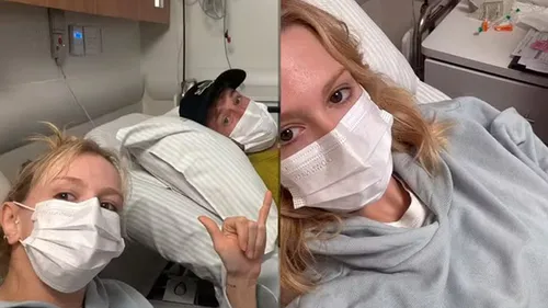 Isabella e o marido no hospital