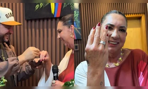 Mãe de Virginia é pedida em namoro oficialmente com aliança