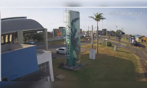 Vídeo flagra colisão entre trem e caminhonete em Arapongas