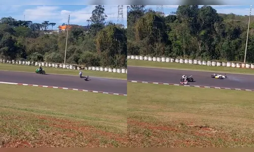 Vídeo mostra queda de 8 pilotos por óleo em pista de Autódromo no PR