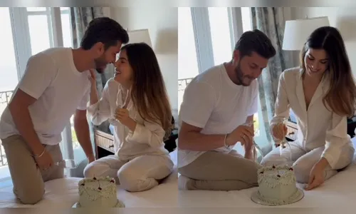 Camila Queiroz e Klebber Toledo descobrem o gênero do bebê