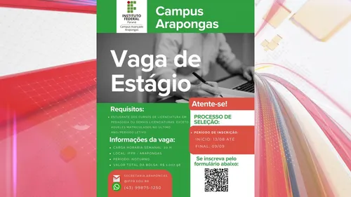 Os interessados podem se inscrever até o dia 09 de setembro