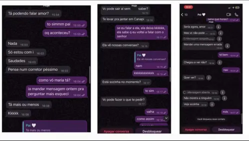 Os prints mostram  uma mensagem de visualização única e um pedido para que não fosse mostrada à ninguém.