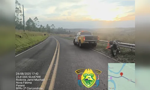 Jovem fica ferido após queda de moto na PR-218 no norte do Paraná