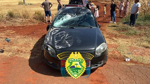 Segundo a Polícia Rodoviária Estadual (PRE), a colisão ocorreu quando um objeto caiu de um veículo não identificado, obrigando a Fiat Toro a frear bruscamente