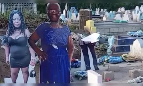Foto em tamanho real de morto sobre túmulo vira 