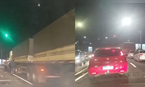 Pane em caminhão forma congestionamento na Av. Brasil em Apucarana