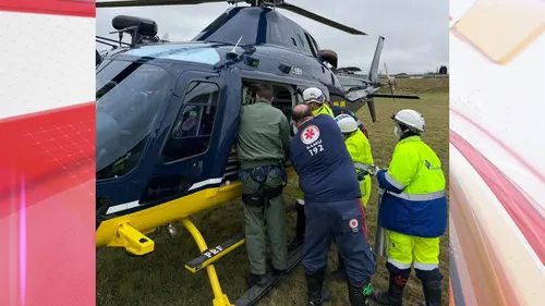Vítima foi transportada de helicóptero ao Hospital do Trabalhador