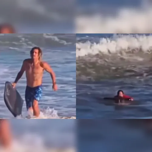 Surfista usa prancha para salvar mulher de afogamento no litoral