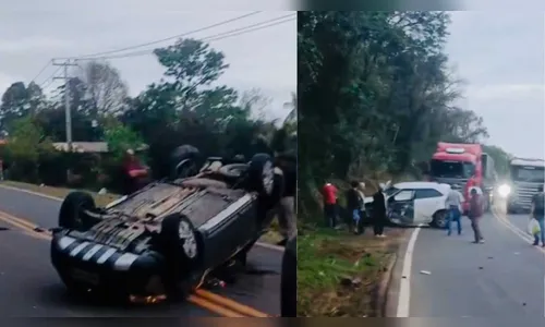 Acidente entre dois carros deixa feridos na PR-487 em Cândido de Abreu