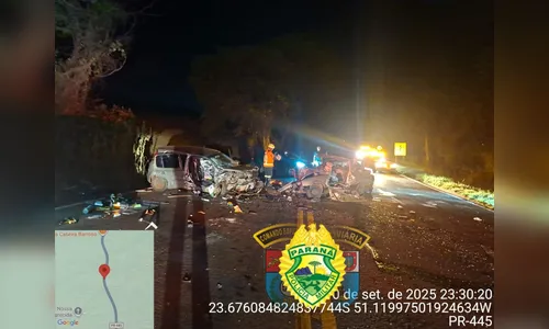 Colisão frontal entre carros deixa dois morto na PR-445 em Londrina