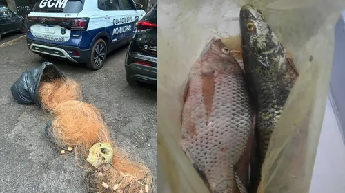 Durante buscas nas imediações, os agentes encontraram os suspeitos, de 25, 45 e 55 anos, utilizando uma tarrafa (espécie de rede) para capturar peixes