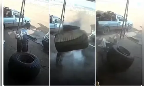 Pneu explode e arremessa borracheiro em Goiás