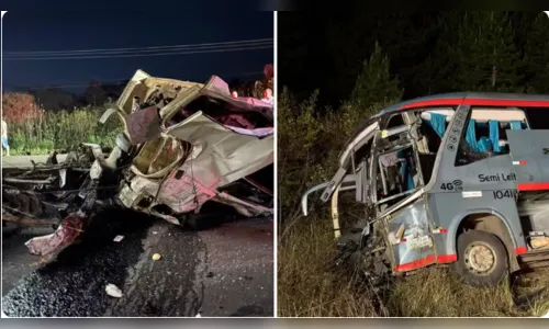 Colisão entre ônibus e caminhão deixa dois mortos e 23 feridos no PR