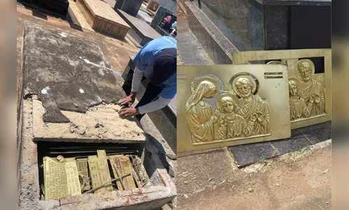 Peças de bronze furtadas são achadas escondidas em túmulo em Maringá