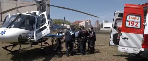 Um helicóptero foi acionado, e o jovem foi encaminhado ao Hospital Santa Casa de Maringá