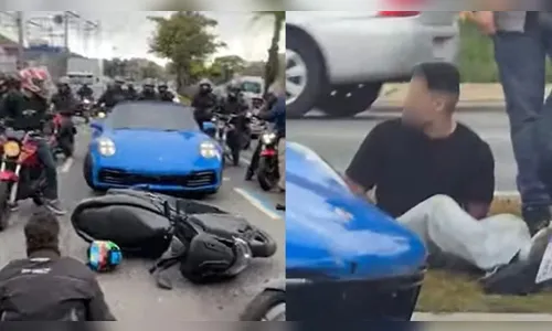 Motociclista fica ferido após ser atropelado por Porsche de influencer