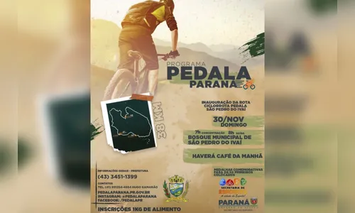 São Pedro do Ivaí vai inaugurar rota ciclística do Pedala Paraná