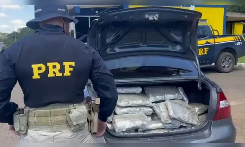 Perseguição da PRF termina com apreensão de 120 kg de skunk, na BR-277