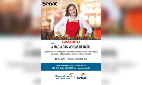 Senac abre curso em Arapongas para aumentar vendas no Natal