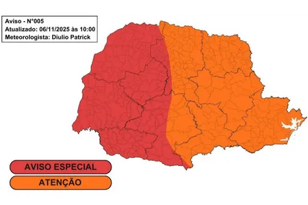 As temperaturas podem atingir 34°C em cidades do Norte e do Oeste, potencializando a força das tempestades
