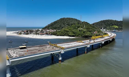 Obras da Ponte de Guaratuba avançam em ritmo acelerado; veja fotos e vídeo