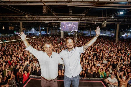 Ex-prefeito Sergio Onofre (PSD) e o atual prefeito Rafael Cita (PSD)