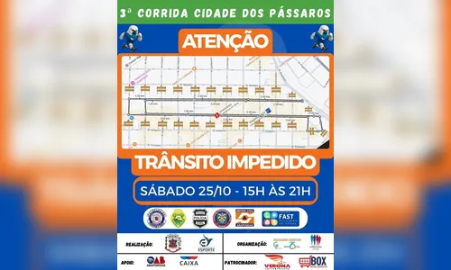 Vias da área central de Arapongas vão ser interditadas no sábado (25)