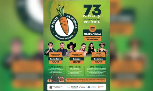 Festa da Cenoura de Marilândia do Sul começa nesta sexta-feira